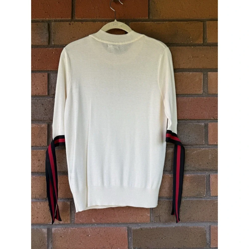 Who What Wear Ribbon Sleeve Sweater 3/4 Sleeve Top | White | Women's Size Large